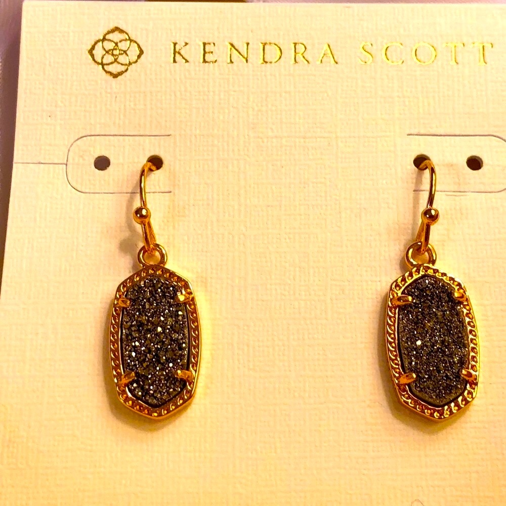 NWT Kendra Scott RARE & Retired Lee Earrings Rose Gold & Platinum Drusy Limited - Picture 3 of 16